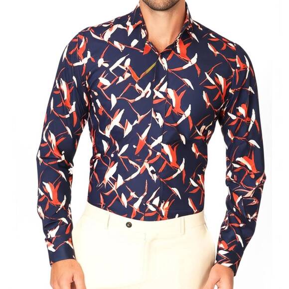 NEW MIZUMI COUTURE kama button up long sleeve shirt in multicolor - Picture 1 of 3